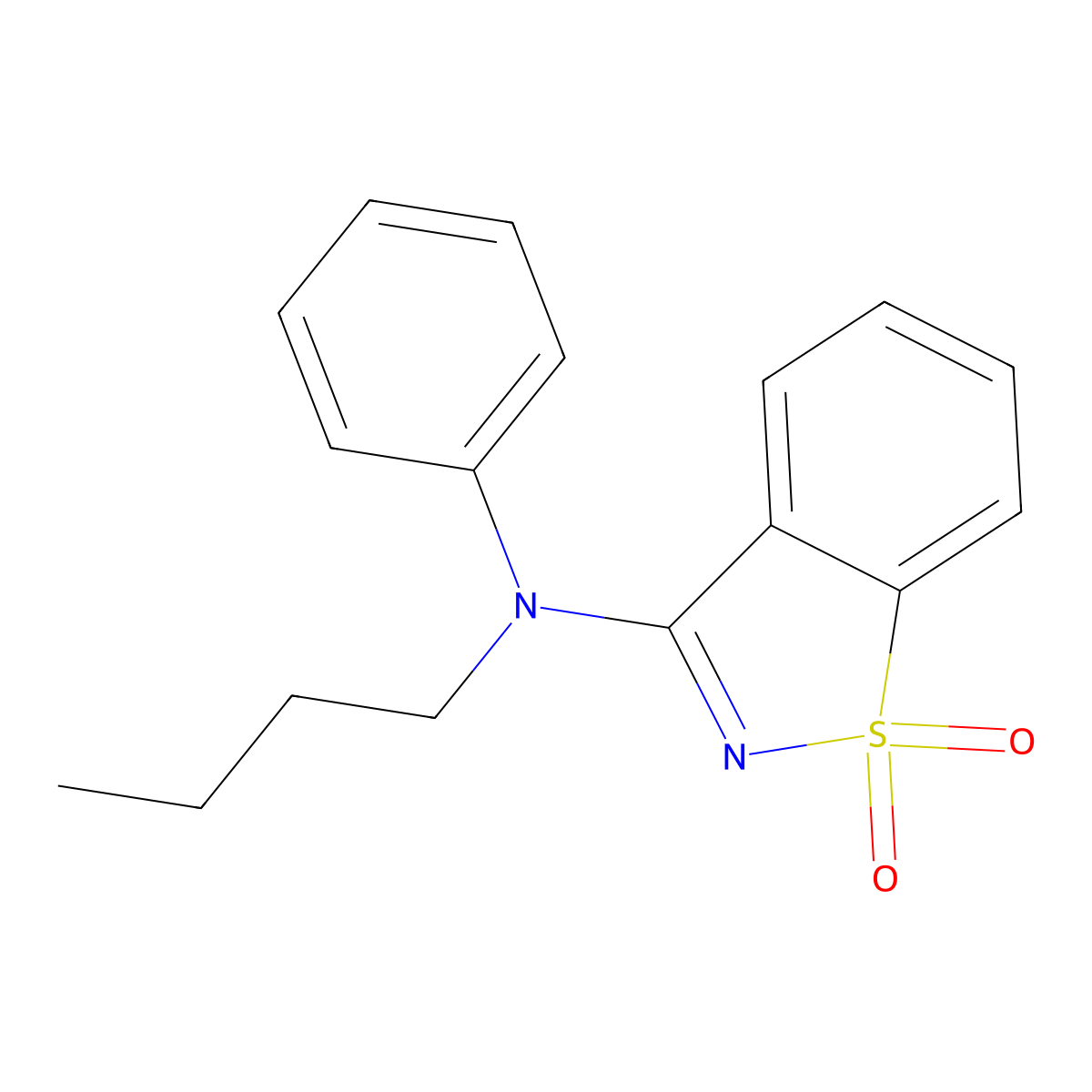 N-butyl-1,1-dioxo-N-phenyl-1,2-benzothiazol-3-amine molecular structure, CAS 296884-51-0