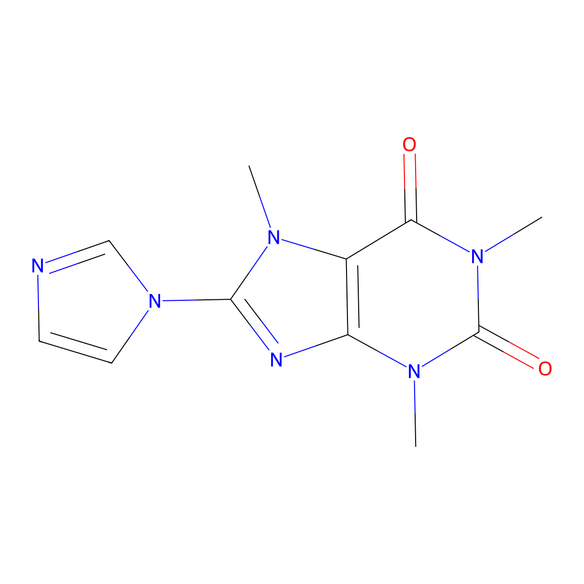 8-Imidazol-1-yl-1,3,7-trimethyl-3,7-dihydro-purine-2,6-dione molecular structure, CAS 296884-57-6