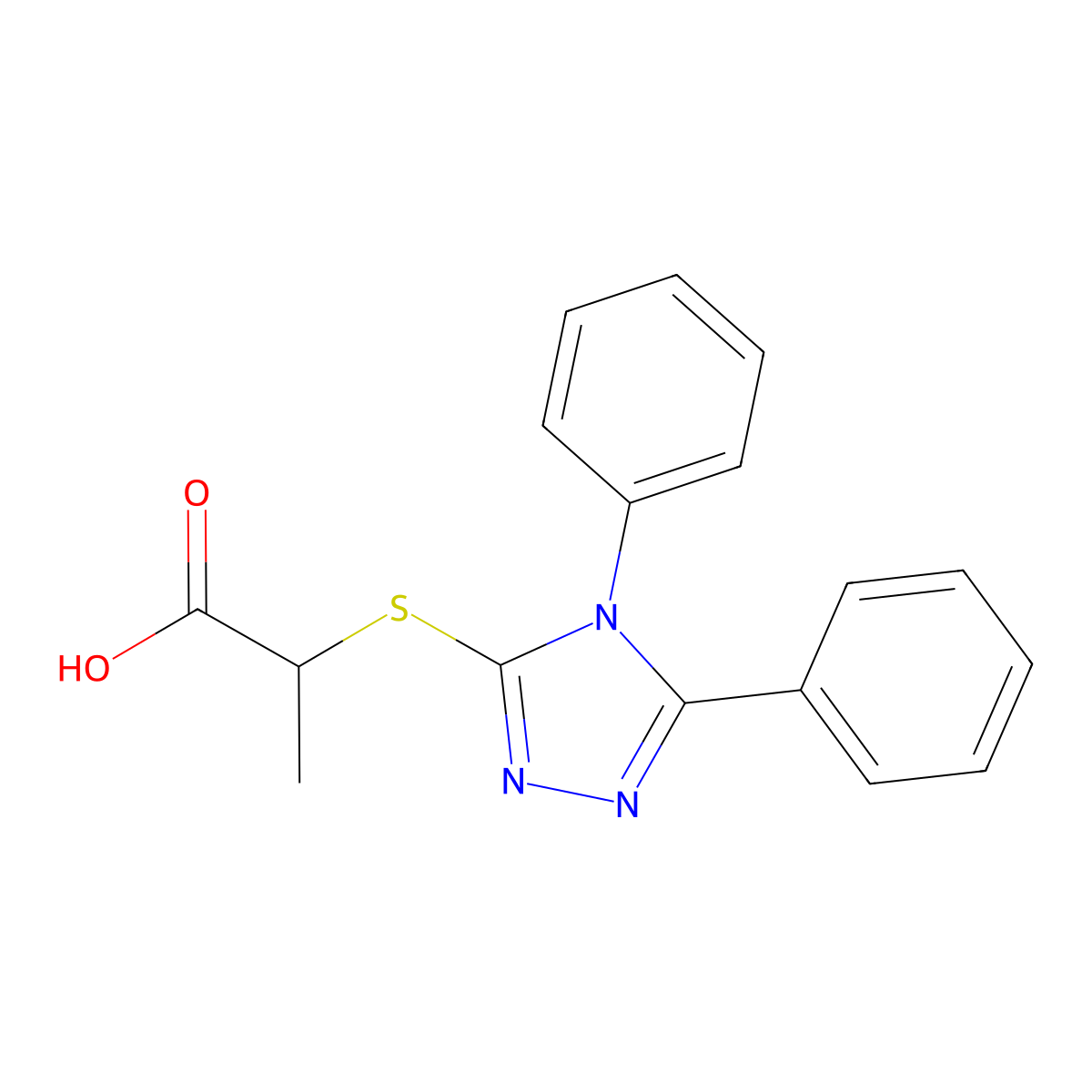 2-[(4,5-diphenyl-4H-1,2,4-triazol-3-yl)sulfanyl]propanoic acid molecular structure, CAS 296885-23-9