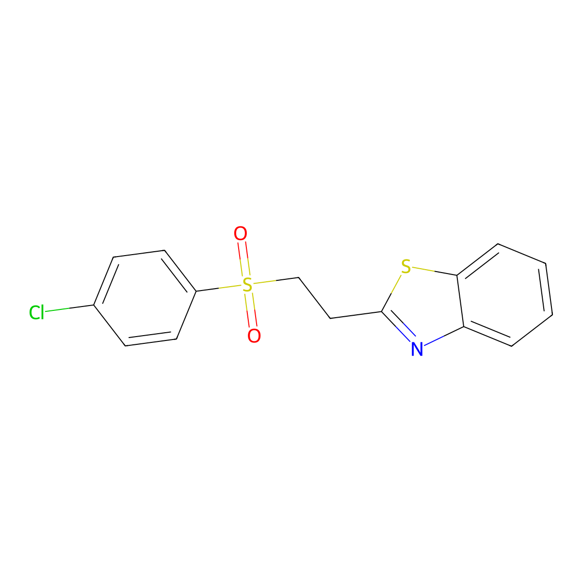 2-[2-(4-Chloro-benzenesulfonyl)-ethyl]-benzothiazole molecular structure, CAS 296887-00-8