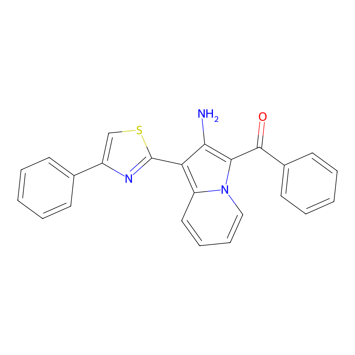 [2-Amino-1-(4-phenyl-1,3-thiazol-2-yl)indolizin-3-yl]-phenylmethanone molecular structure, CAS 296887-22-4