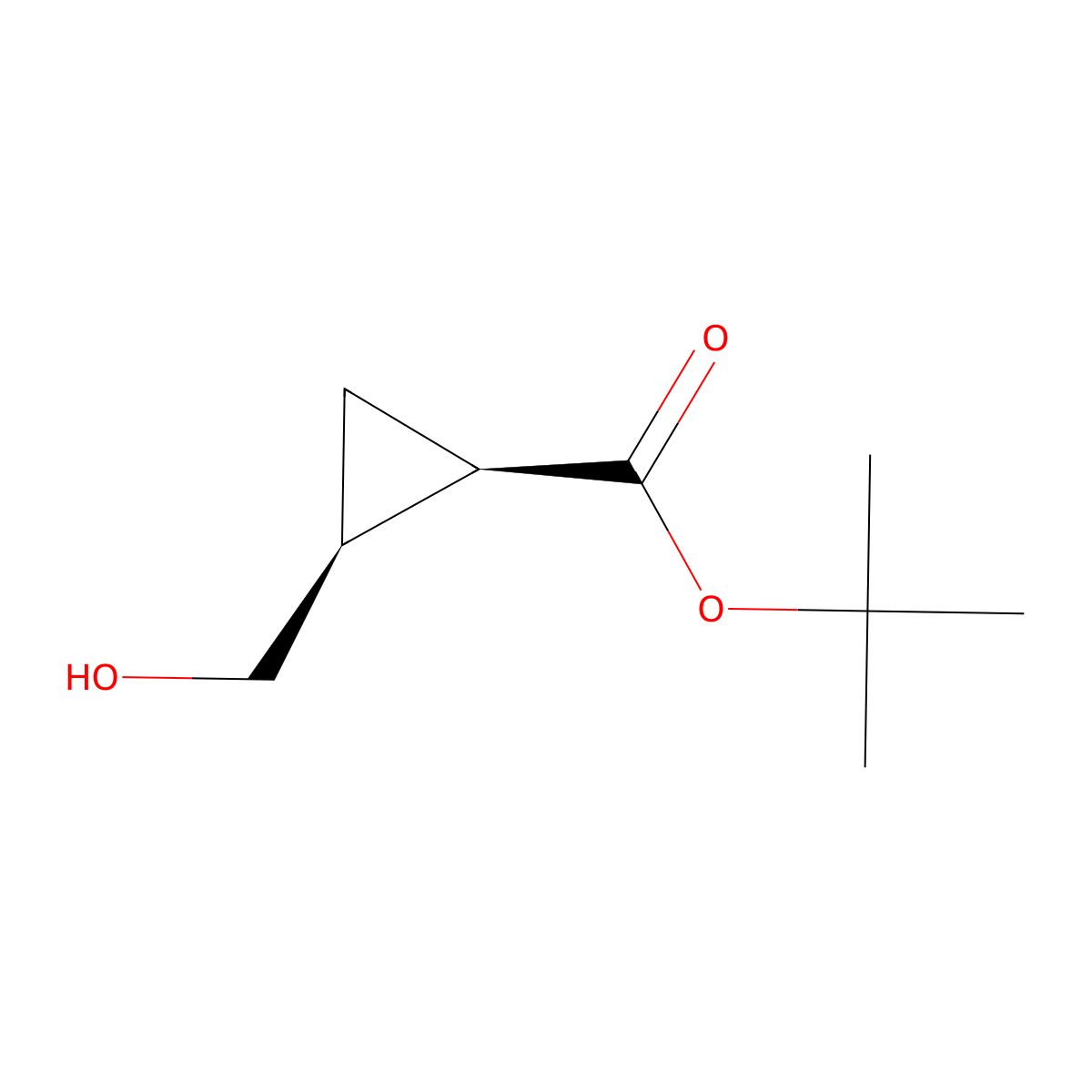 trans-tert-butyl (1R,2S)-2-(hydroxymethyl)cyclopropane-1-carboxylate molecular structure, CAS 2968885-34-7