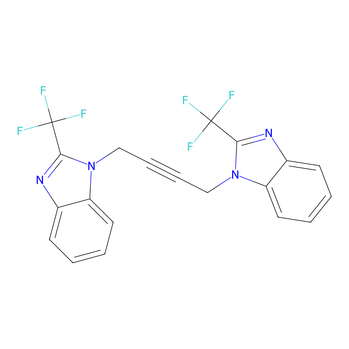 2-(Trifluoromethyl)-1-[4-[2-(trifluoromethyl)benzimidazol-1-yl]but-2-ynyl]benzimidazole molecular structure, CAS 296890-11-4