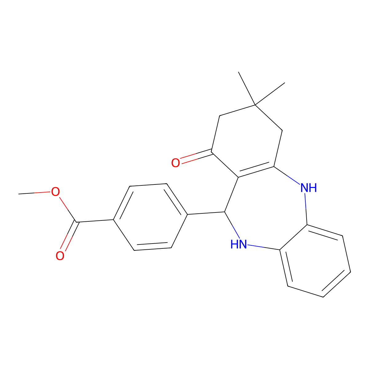 methyl 4-(3,3-dimethyl-1-oxo-2,3,4,5,10,11-hexahydro-1H-dibenzo[b,e][1,4]diazepin-11-yl)benzoate molecular structure, CAS 296891-39-9