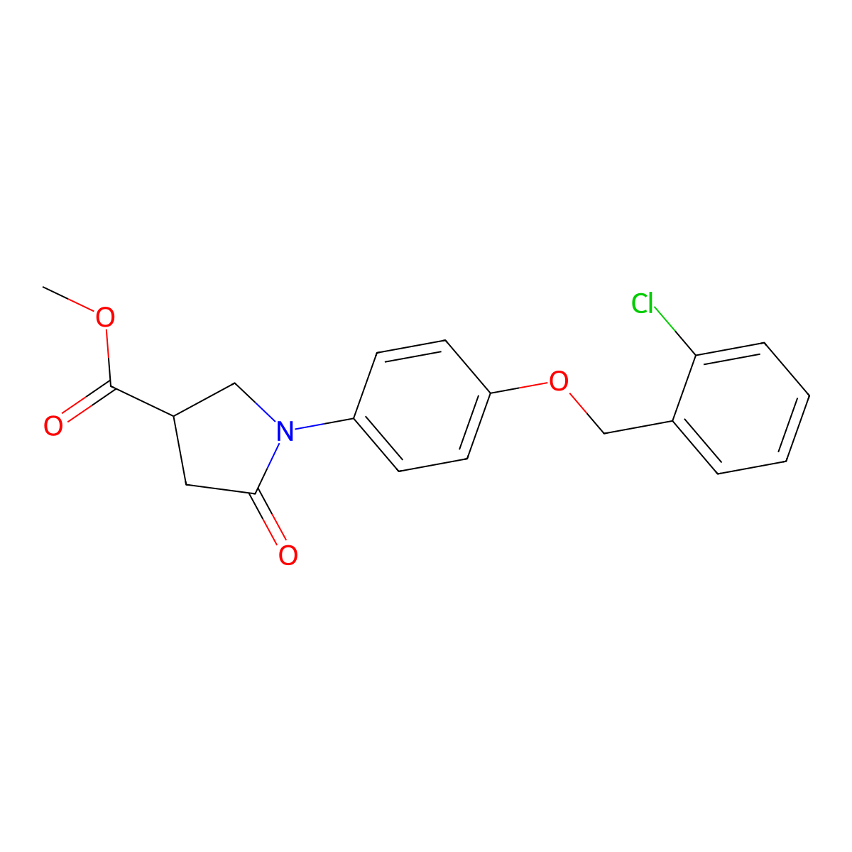 Methyl 1-[4-[(2-chlorophenyl)methoxy]phenyl]-5-oxopyrrolidine-3-carboxylate molecular structure, CAS 296893-28-2