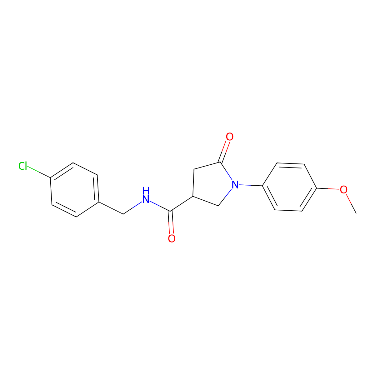 N-[(4-chlorophenyl)methyl]-1-(4-methoxyphenyl)-5-oxopyrrolidine-3-carboxamide molecular structure, CAS 296893-34-0