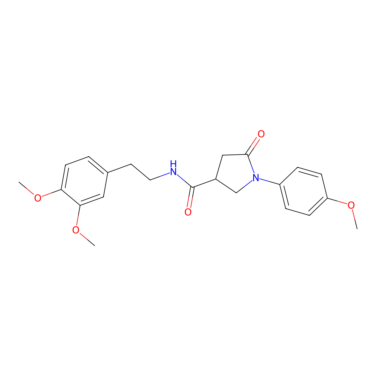 N-[2-(3,4-dimethoxyphenyl)ethyl]-1-(4-methoxyphenyl)-5-oxopyrrolidine-3-carboxamide molecular structure, CAS 296893-39-5