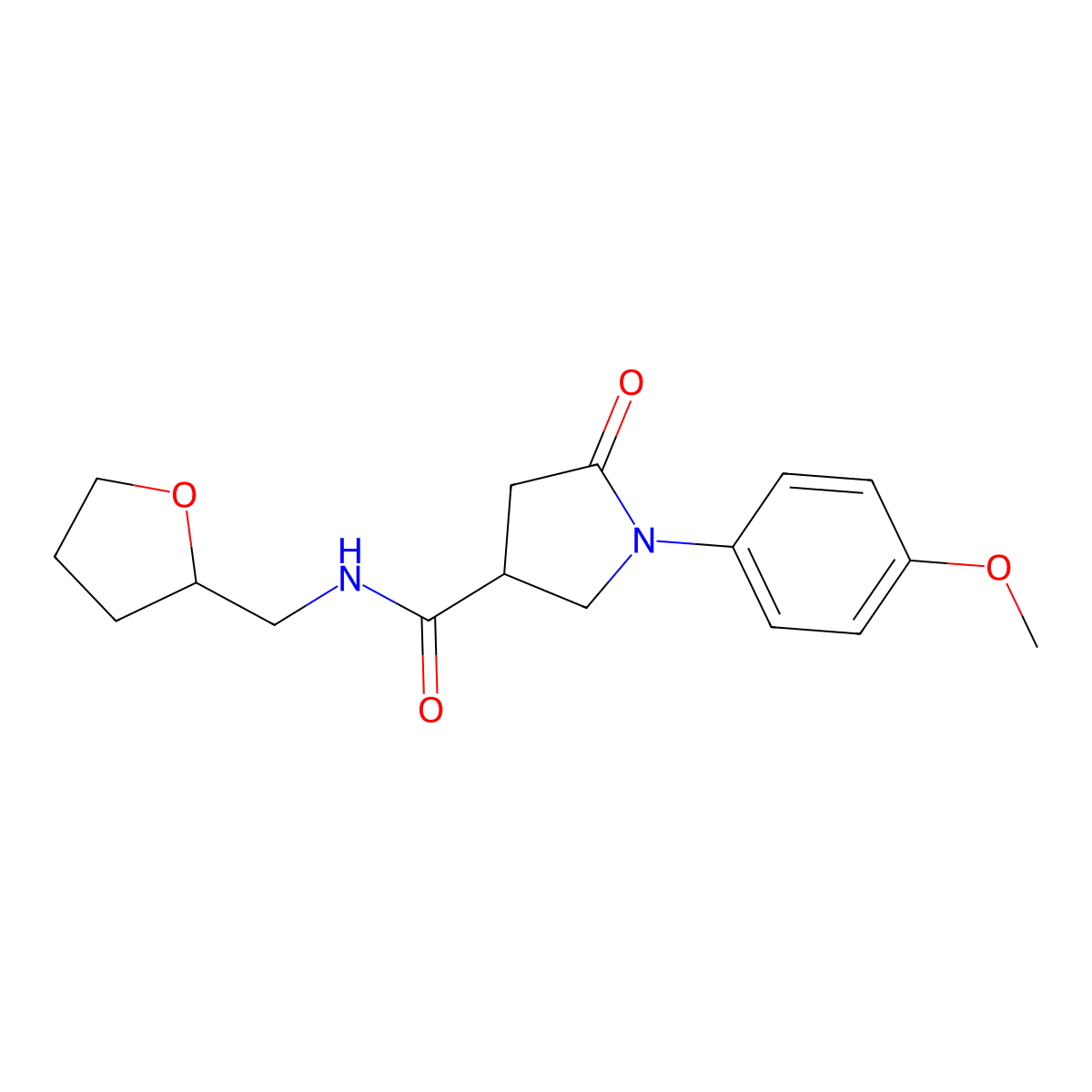 1-(4-methoxyphenyl)-5-oxo-N-(oxolan-2-ylmethyl)pyrrolidine-3-carboxamide molecular structure, CAS 296893-44-2