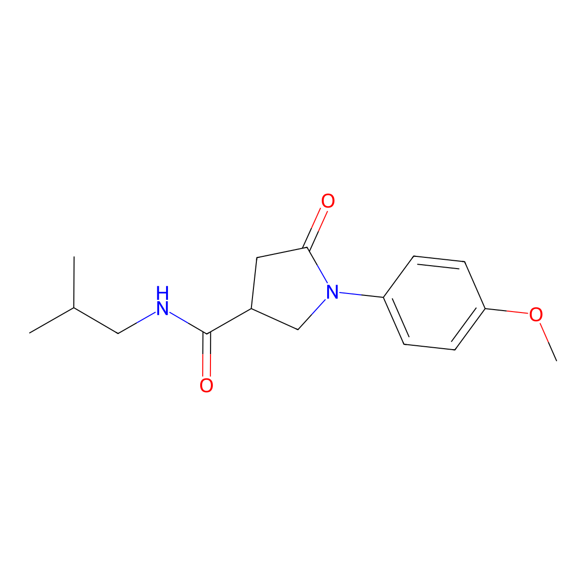 1-(4-methoxyphenyl)-N-(2-methylpropyl)-5-oxopyrrolidine-3-carboxamide molecular structure, CAS 296893-49-7