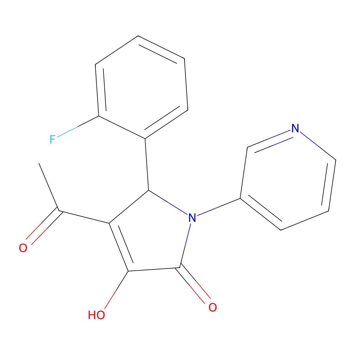 3-acetyl-2-(2-fluorophenyl)-4-hydroxy-1-pyridin-3-yl-2H-pyrrol-5-one molecular structure, CAS 296895-30-2