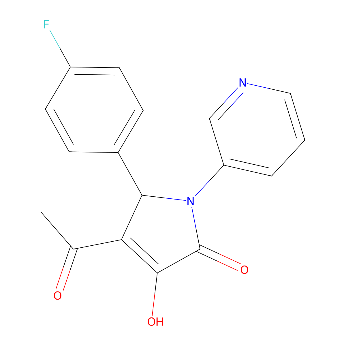 3-acetyl-2-(4-fluorophenyl)-4-hydroxy-1-pyridin-3-yl-2H-pyrrol-5-one molecular structure, CAS 296895-36-8
