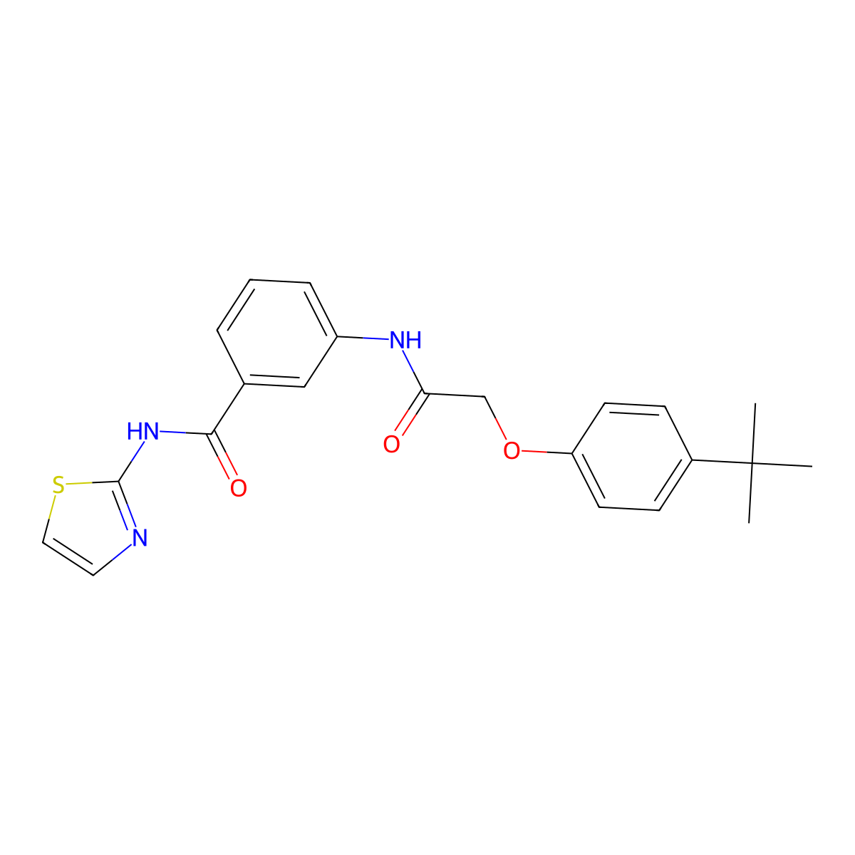 3-{[(4-tert-butylphenoxy)acetyl]amino}-N-(1,3-thiazol-2-yl)benzamide molecular structure, CAS 296896-52-1