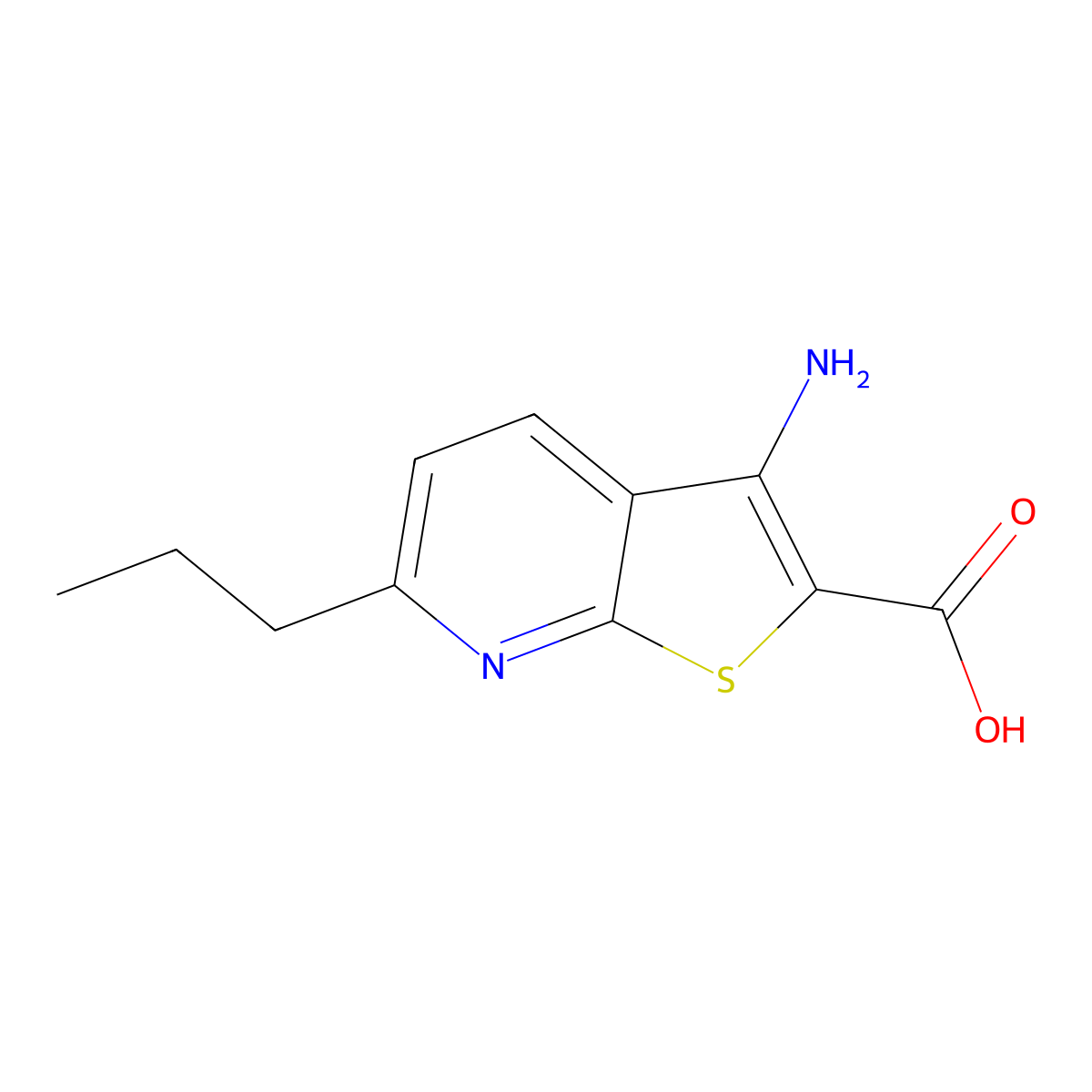 3-Amino-6-propylthieno[2,3-b]pyridine-2-carboxylic acid molecular structure, CAS 296897-42-2