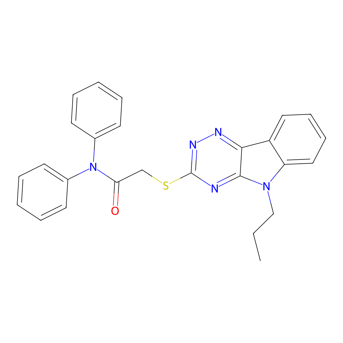N,N-diphenyl-2-[(5-propyl-[1,2,4]triazino[5,6-b]indol-3-yl)sulfanyl]acetamide molecular structure, CAS 296897-54-6