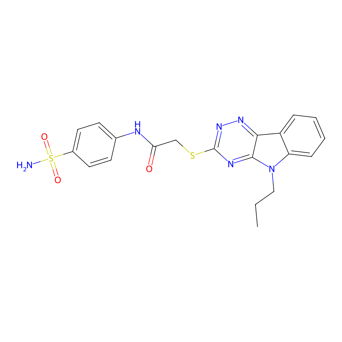 2-[(5-propyl-[1,2,4]triazino[5,6-b]indol-3-yl)sulfanyl]-N-(4-sulfamoylphenyl)acetamide molecular structure, CAS 296898-08-3