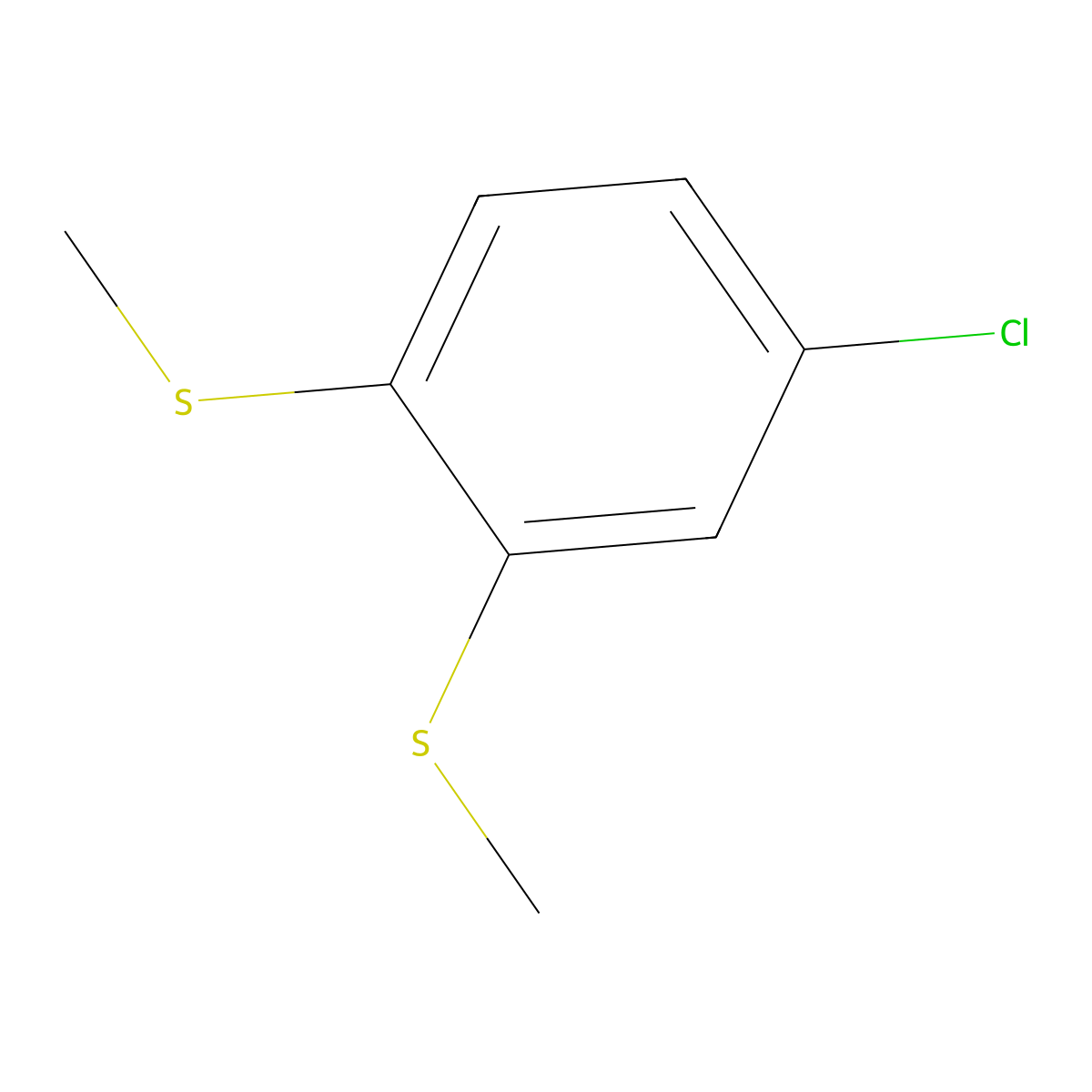 Benzene, 4-chloro-1,2-bis(methylthio)- molecular structure, CAS 29690-15-1