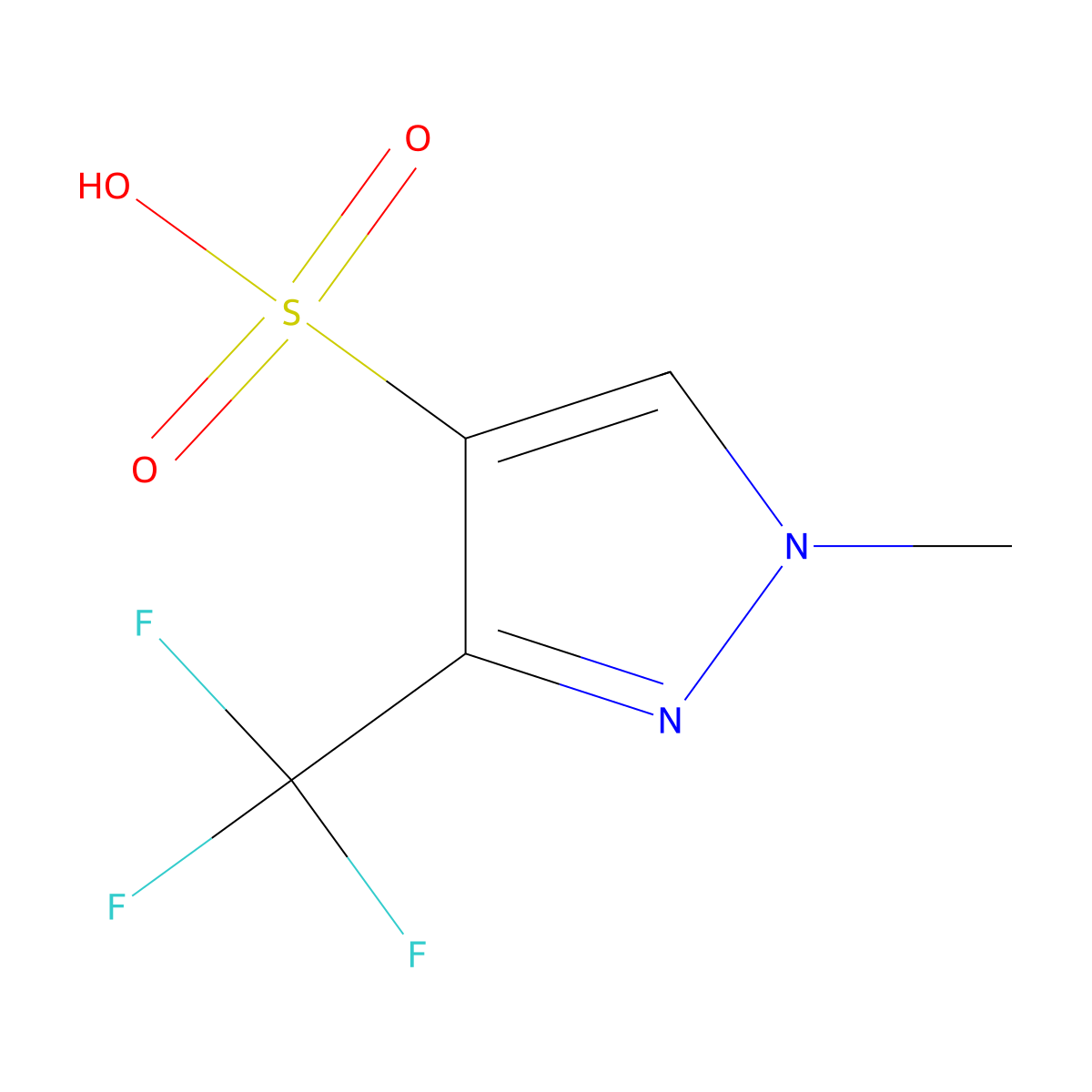 1-methyl-3-(trifluoromethyl)-1H-pyrazole-4-sulfonic acid molecular structure, CAS 2969040-01-3