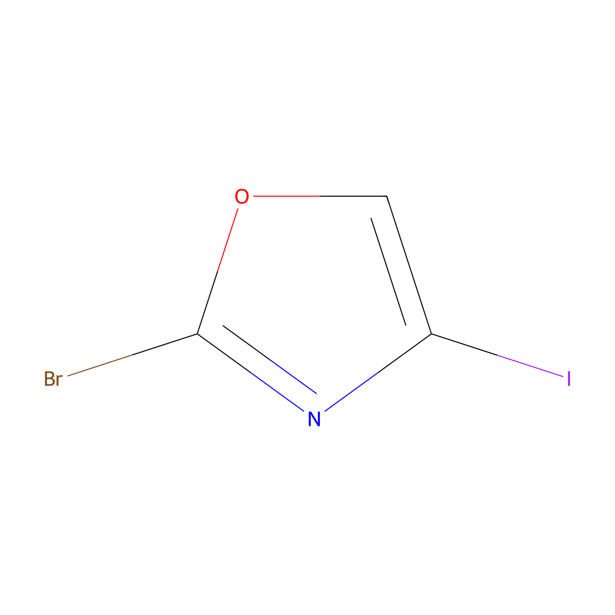 2-Bromo-4-iodo-1,3-oxazole molecular structure, CAS 2969149-84-4