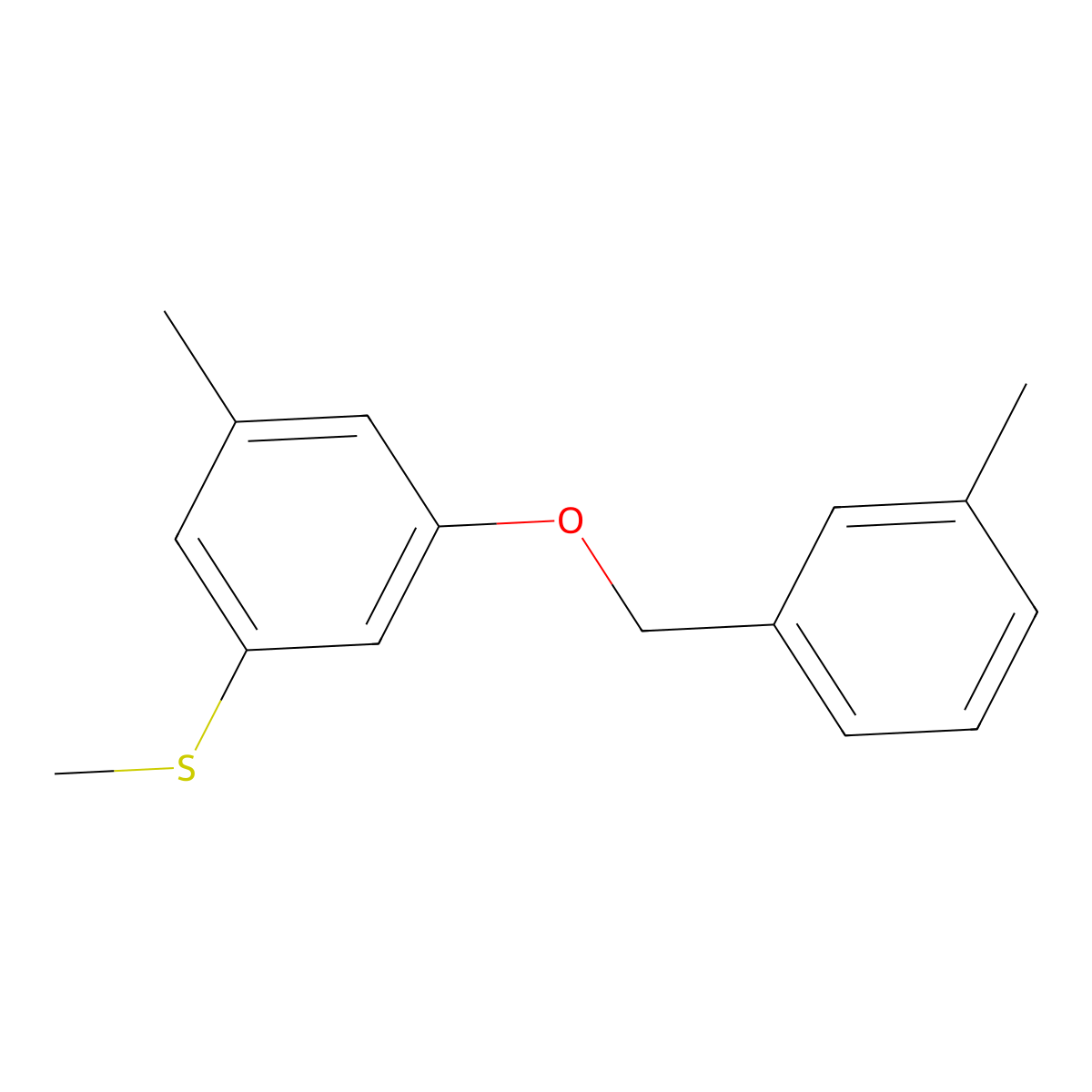 Methyl(3-methyl-5-((3-methylbenzyl)oxy)phenyl)sulfane molecular structure, CAS 2969205-95-4