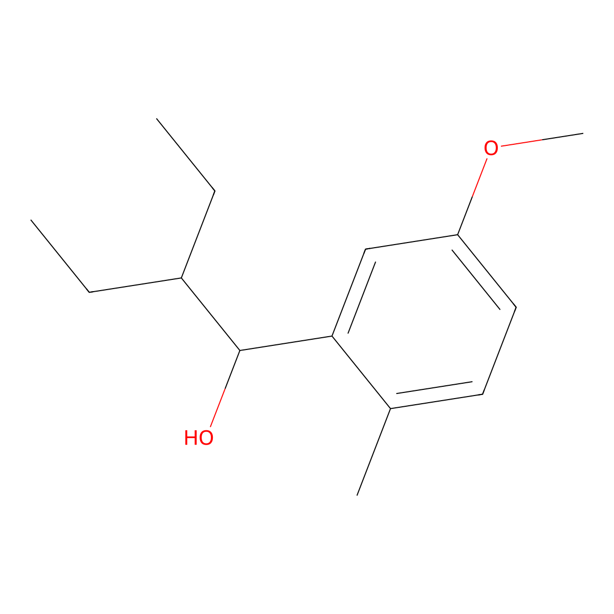 2-Ethyl-1-(5-methoxy-2-methylphenyl)butan-1-ol molecular structure, CAS 2969206-00-4