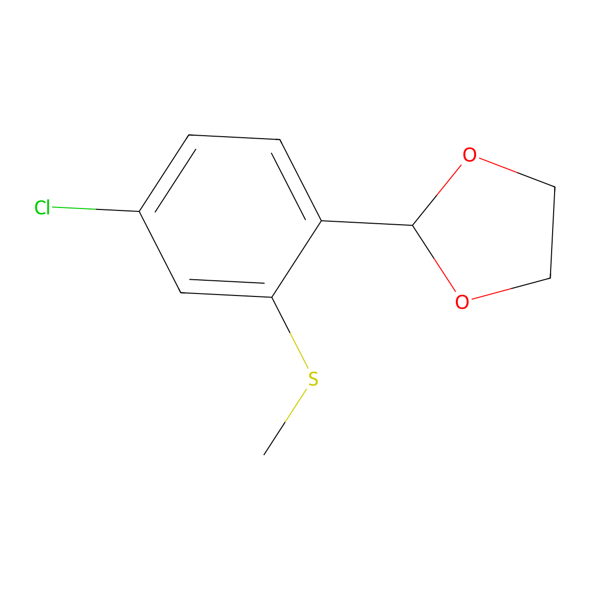 2-(4-Chloro-2-(methylthio)phenyl)-1,3-dioxolane molecular structure, CAS 2969206-77-5