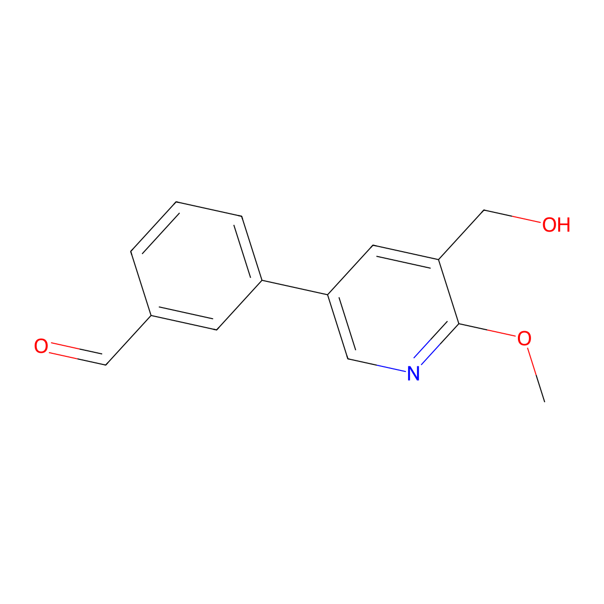 3-(5-(Hydroxymethyl)-6-methoxypyridin-3-yl)benzaldehyde molecular structure, CAS 2969207-68-7