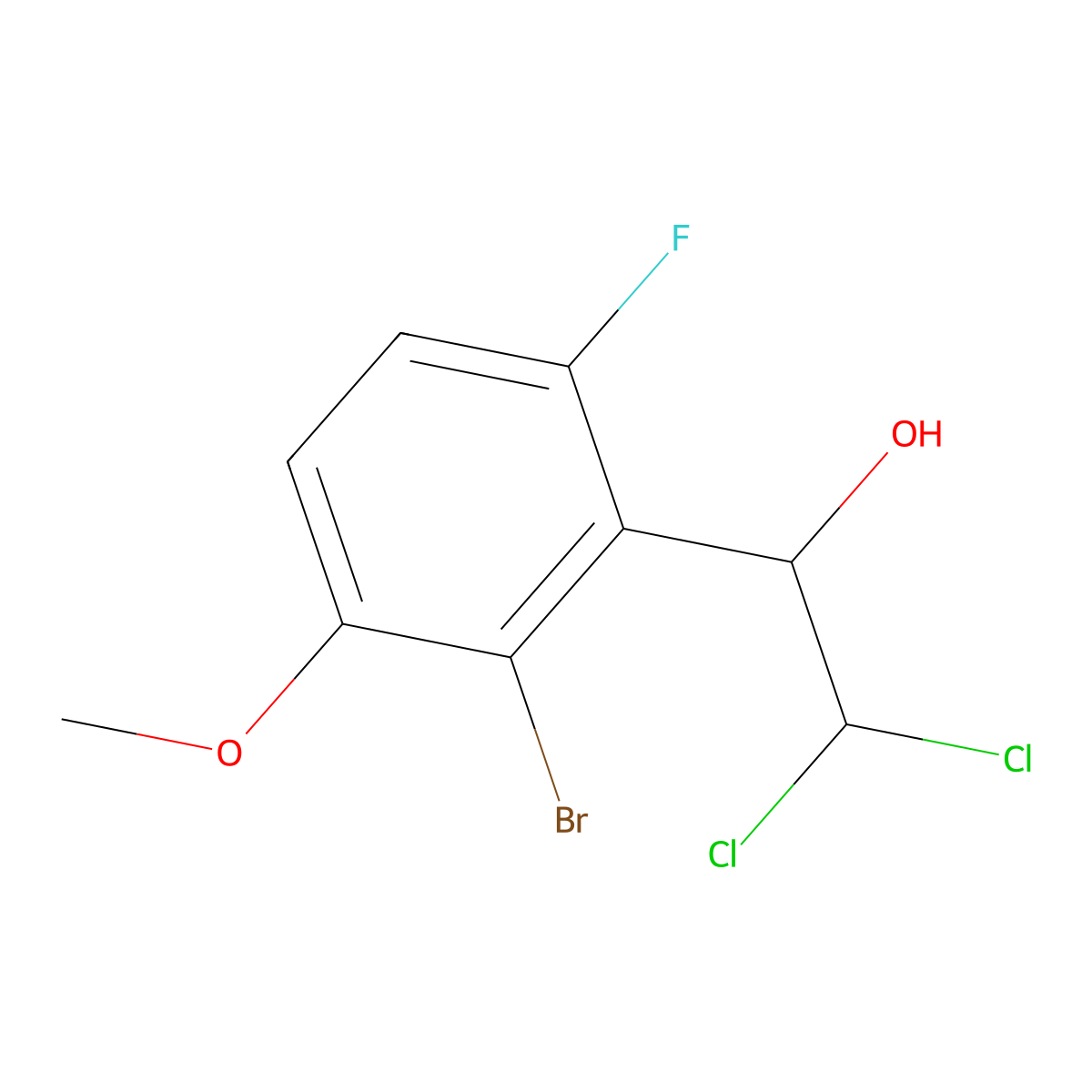 1-(2-Bromo-6-fluoro-3-methoxyphenyl)-2,2-dichloroethanol molecular structure, CAS 2969207-70-1