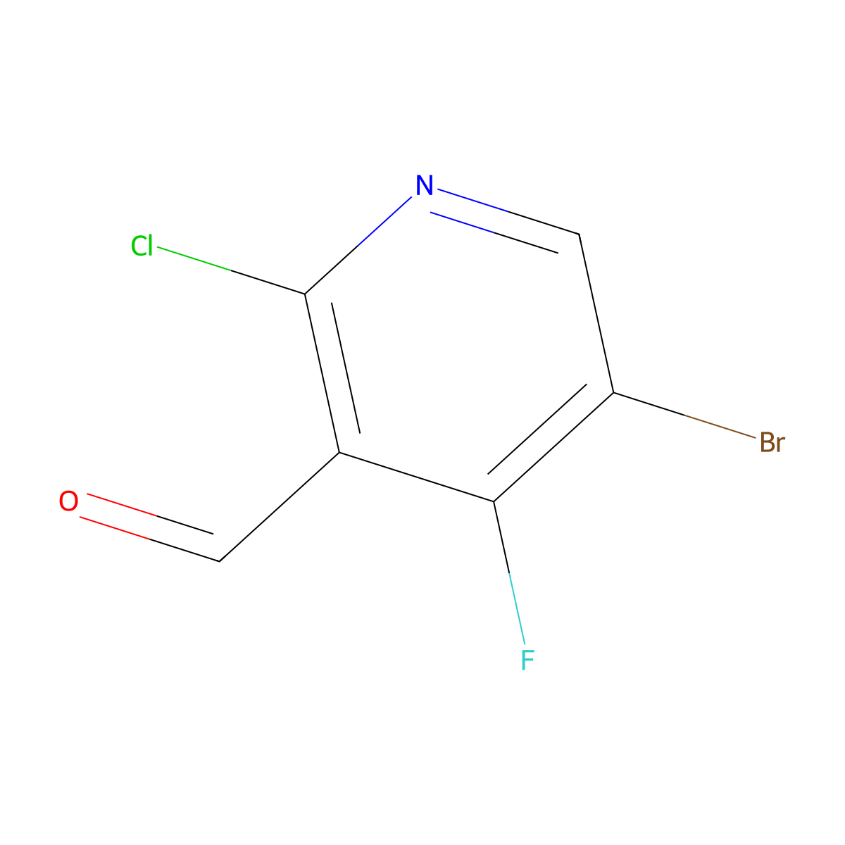 5-Bromo-2-chloro-4-fluoronicotinaldehyde molecular structure, CAS 2969218-64-0