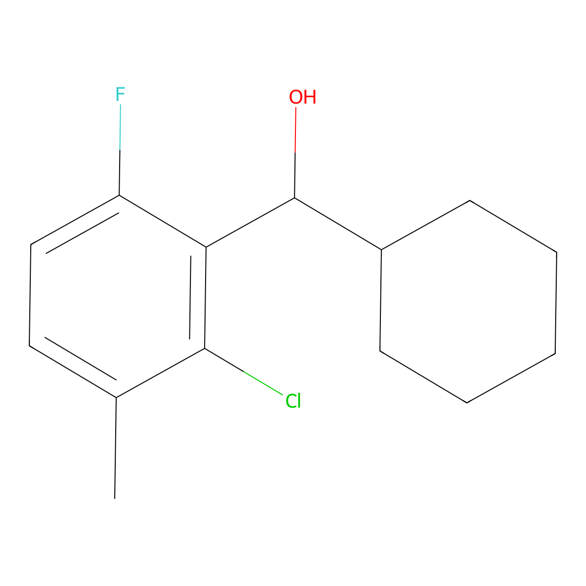 (2-Chloro-6-fluoro-3-methylphenyl)(cyclohexyl)methanol molecular structure, CAS 2969242-24-6