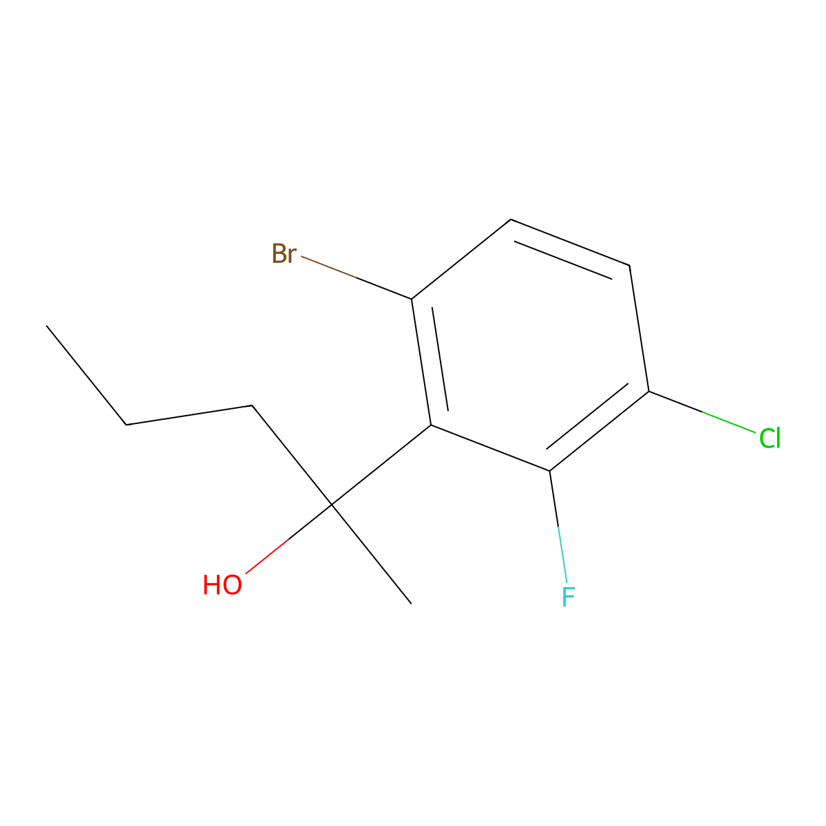 2-(6-Bromo-3-chloro-2-fluorophenyl)pentan-2-ol molecular structure, CAS 2969245-01-8