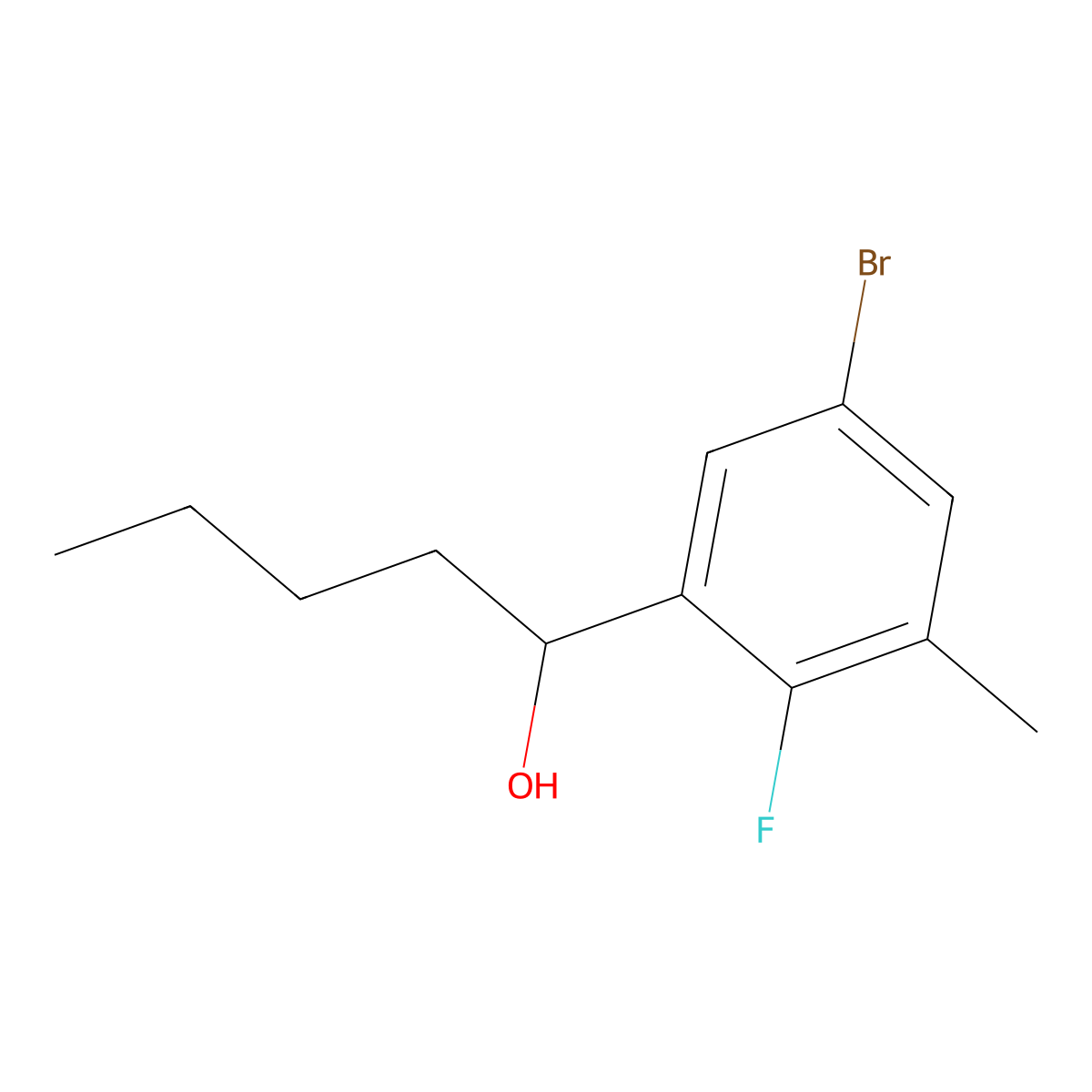 1-(5-Bromo-2-fluoro-3-methylphenyl)pentan-1-ol molecular structure, CAS 2969245-85-8