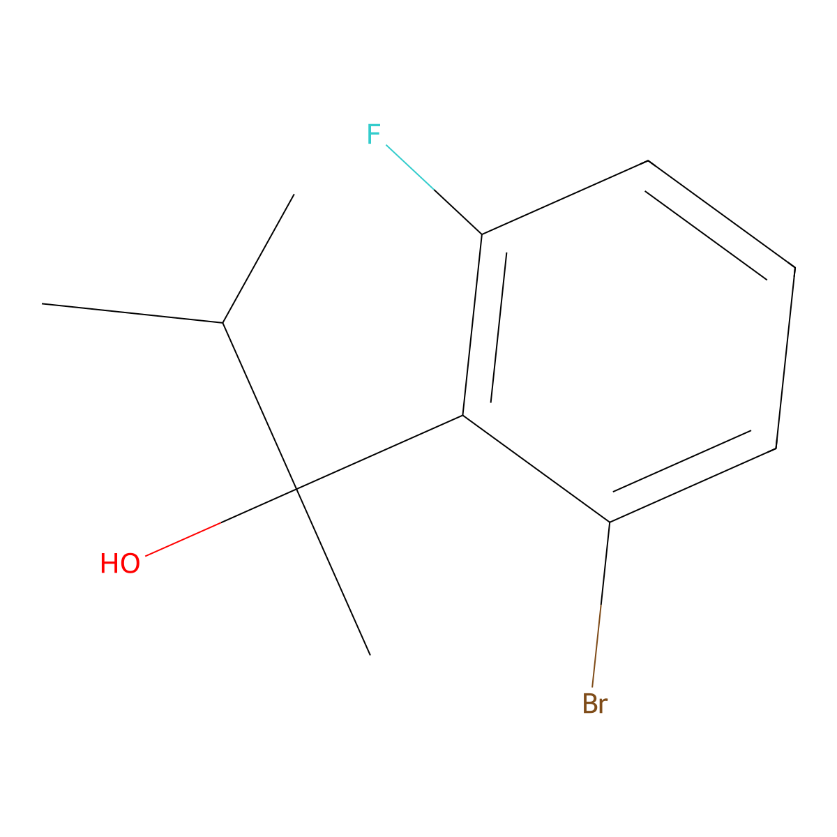 2-(2-Bromo-6-fluorophenyl)-3-methylbutan-2-ol molecular structure, CAS 2969250-84-6