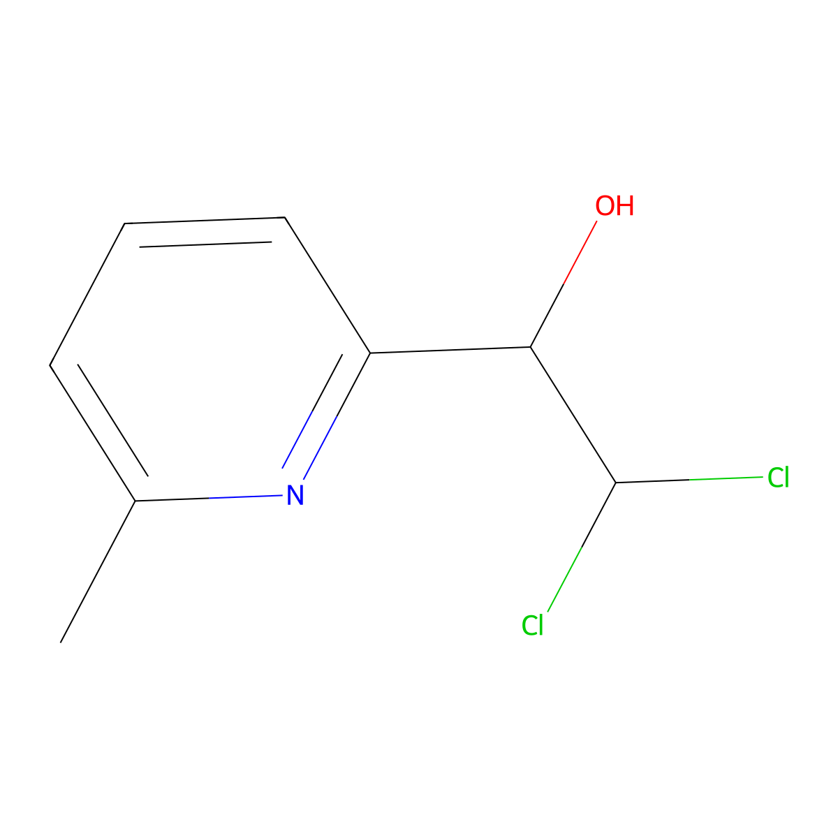 2,2-Dichloro-1-(6-methylpyridin-2-yl)ethanol molecular structure, CAS 2969253-78-7