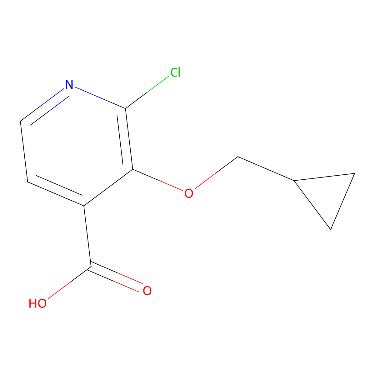 2-Chloro-3-(cyclopropylmethoxy)isonicotinic acid molecular structure, CAS 2969253-83-4