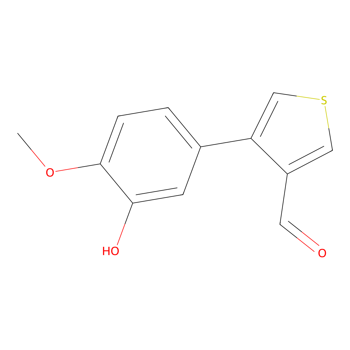 4-(3-Hydroxy-4-methoxyphenyl)thiophene-3-carbaldehyde molecular structure, CAS 2969254-06-4