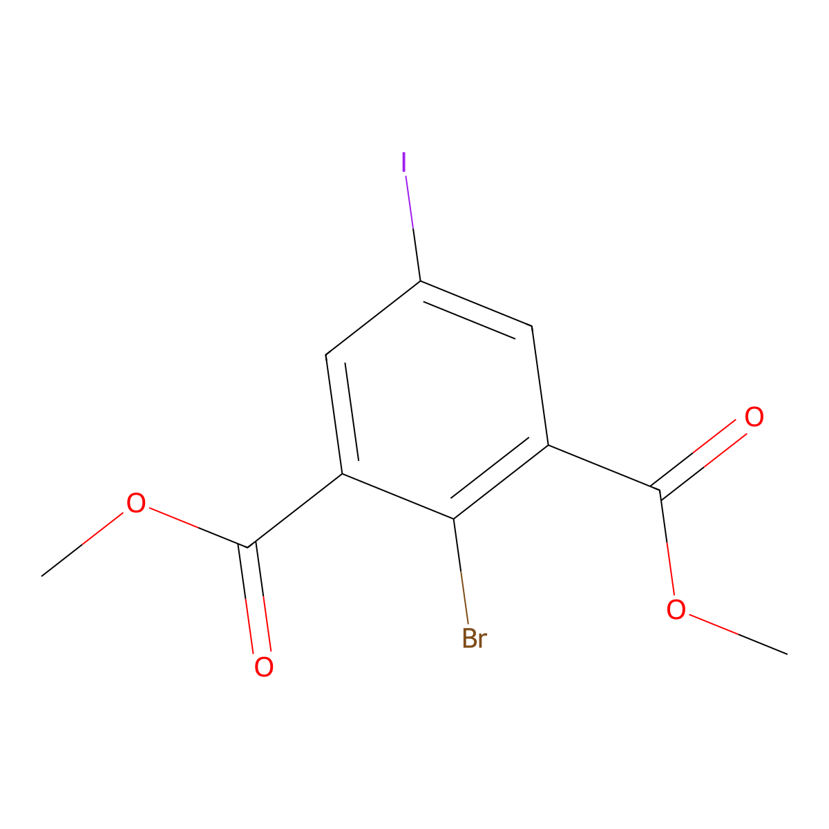 Dimethyl 2-bromo-5-iodoisophthalate molecular structure, CAS 2969257-15-4