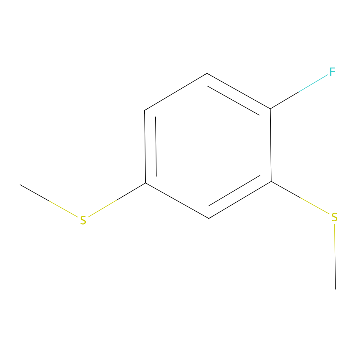 (4-Fluoro-1,3-phenylene)bis(methylsulfane) molecular structure, CAS 2969257-60-9