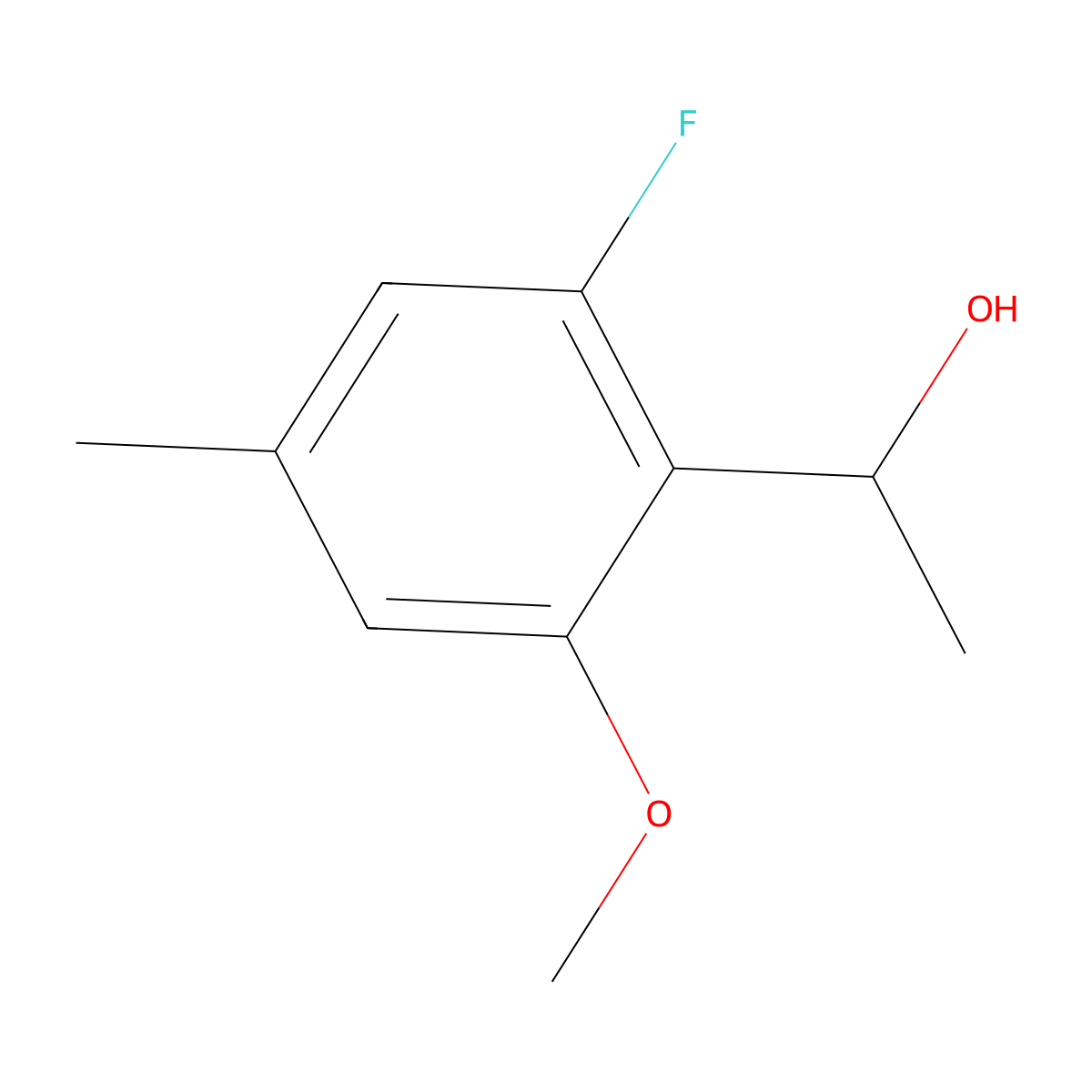 1-(2-Fluoro-6-methoxy-4-methylphenyl)ethanol molecular structure, CAS 2969315-74-8