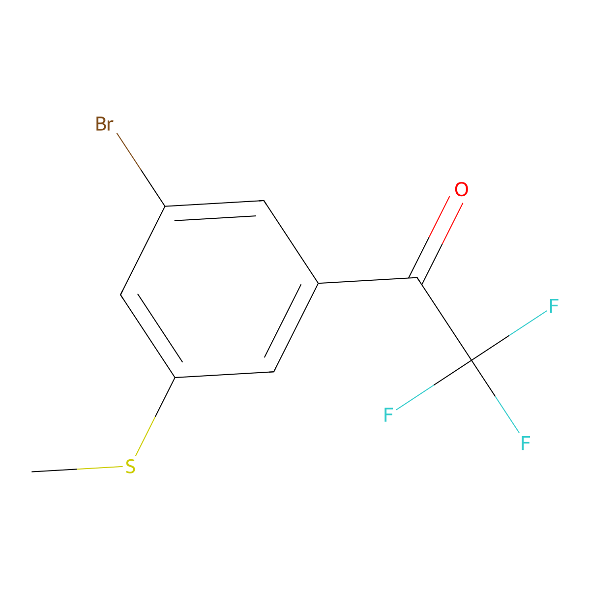 1-(3-Bromo-5-(methylthio)phenyl)-2,2,2-trifluoroethanone molecular structure, CAS 2969317-08-4