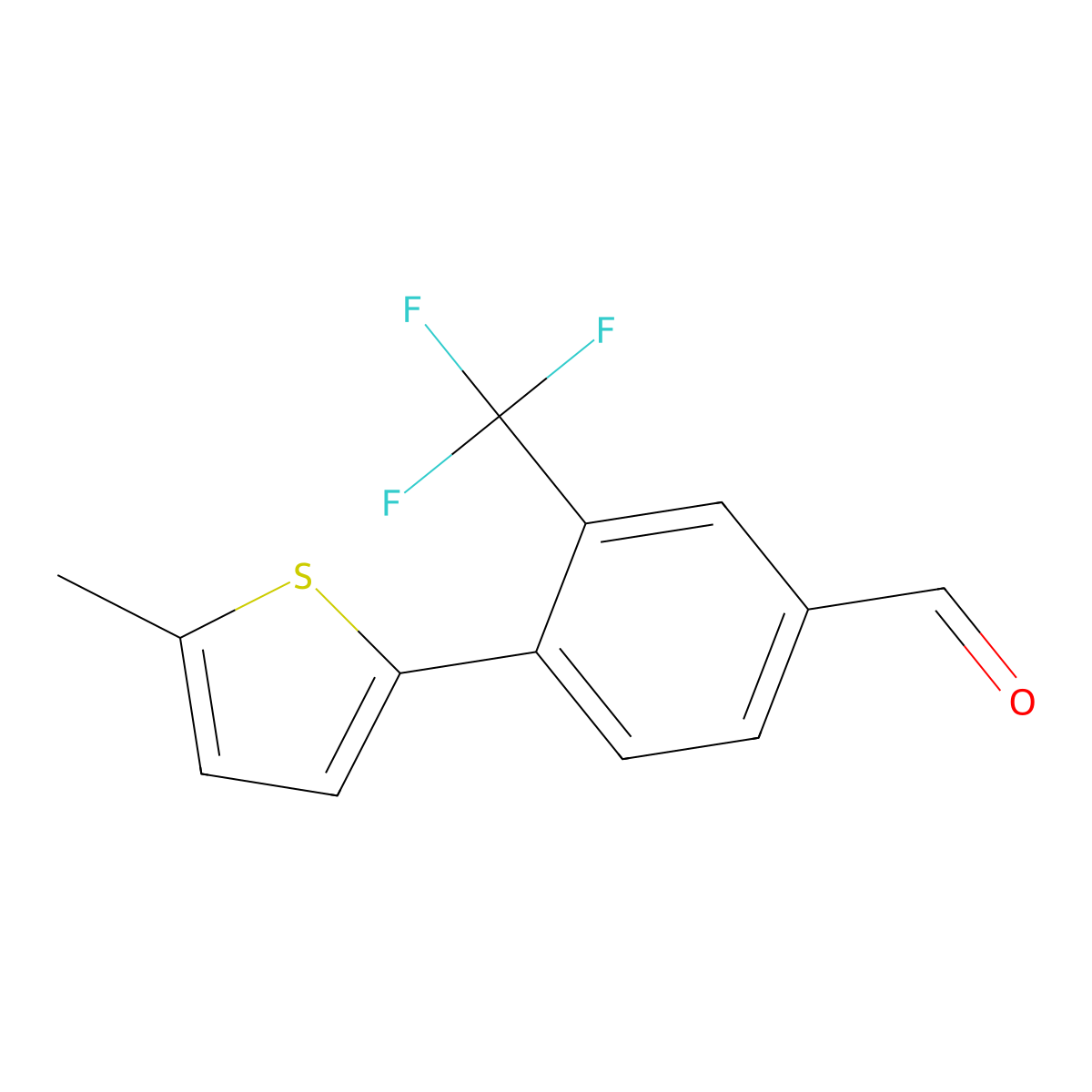 4-(5-Methylthiophen-2-yl)-3-(trifluoromethyl)benzaldehyde molecular structure, CAS 2969317-68-6