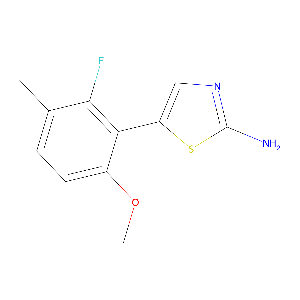 5-(2-Fluoro-6-methoxy-3-methylphenyl)thiazol-2-amine molecular structure, CAS 2969317-86-8