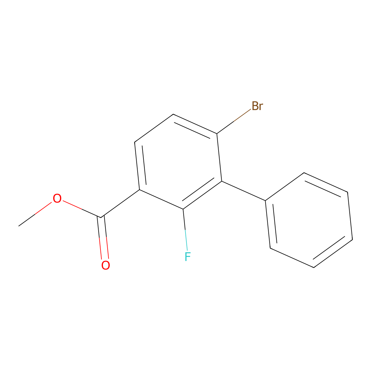 Methyl 6-bromo-2-fluoro-[1,1'-biphenyl]-3-carboxylate molecular structure, CAS 2969318-70-3