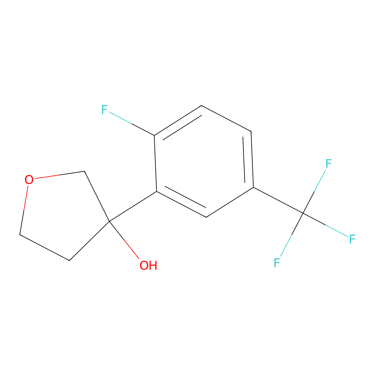 3-(2-Fluoro-5-(trifluoromethyl)phenyl)tetrahydrofuran-3-ol molecular structure, CAS 2969319-71-7