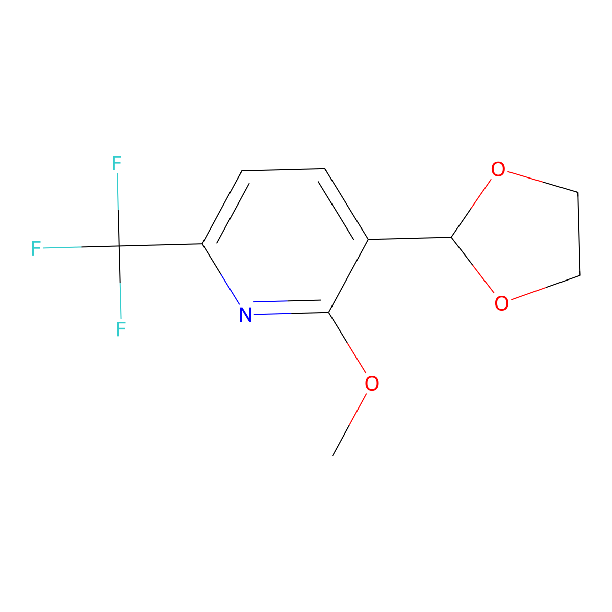 3-(1,3-Dioxolan-2-yl)-2-methoxy-6-(trifluoromethyl)pyridine molecular structure, CAS 2969320-51-0