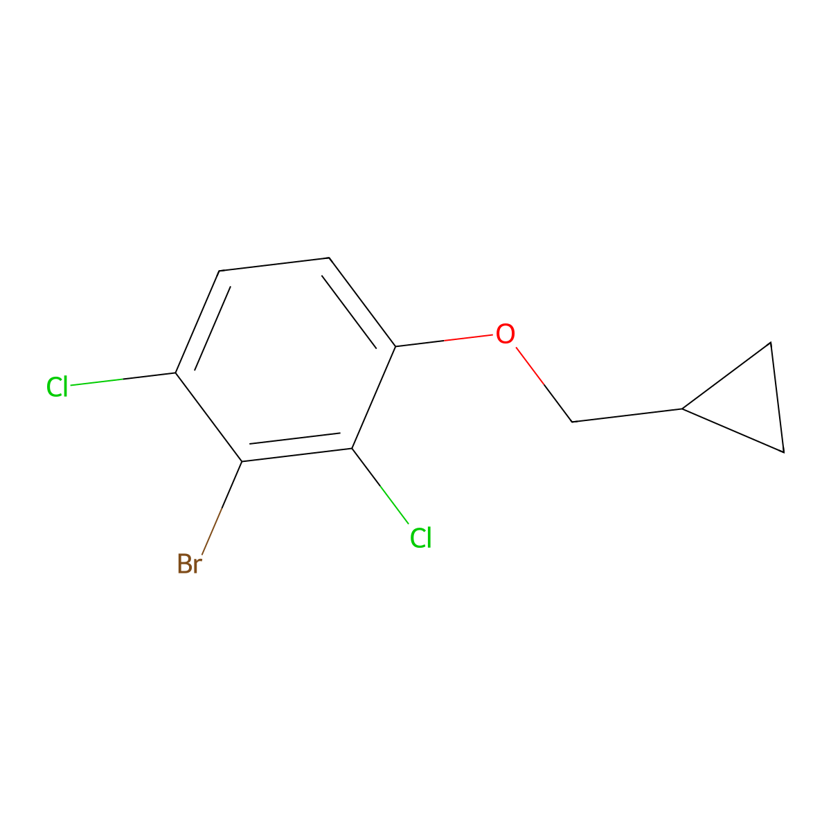 2-Bromo-1,3-dichloro-4-(cyclopropylmethoxy)benzene molecular structure, CAS 2969321-56-8