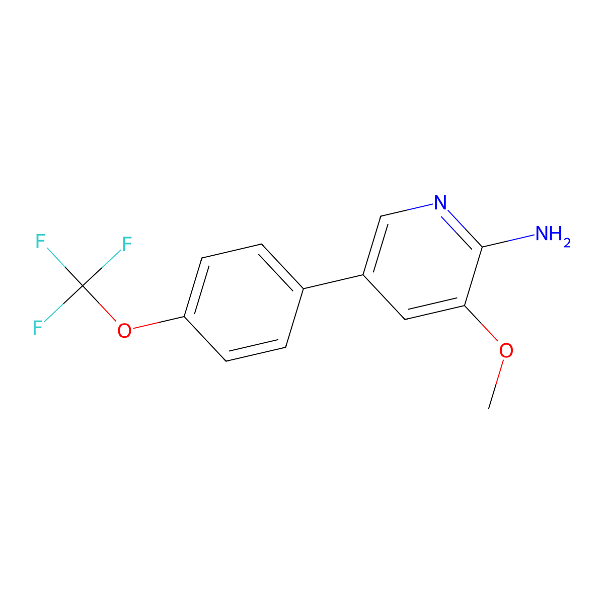 3-Methoxy-5-(4-(trifluoromethoxy)phenyl)pyridin-2-amine molecular structure, CAS 2969321-67-1