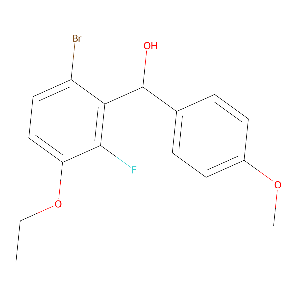 (6-Bromo-3-ethoxy-2-fluorophenyl)(4-methoxyphenyl)methanol molecular structure, CAS 2969331-32-4