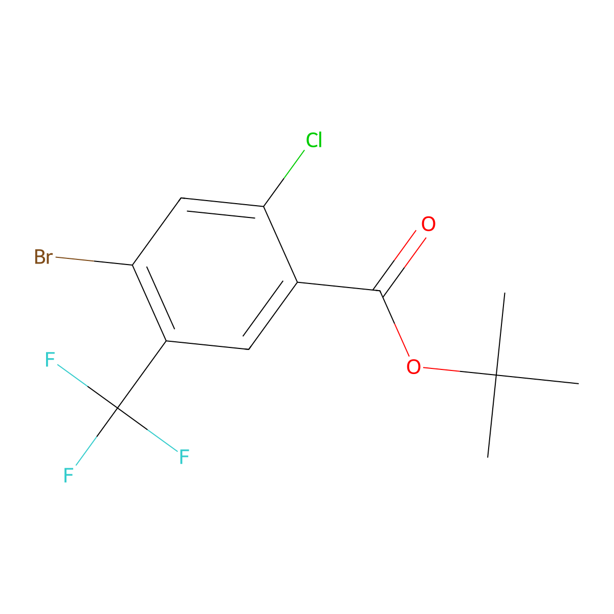 Tert-butyl 4-bromo-2-chloro-5-(trifluoromethyl)benzoate molecular structure, CAS 2969331-61-9