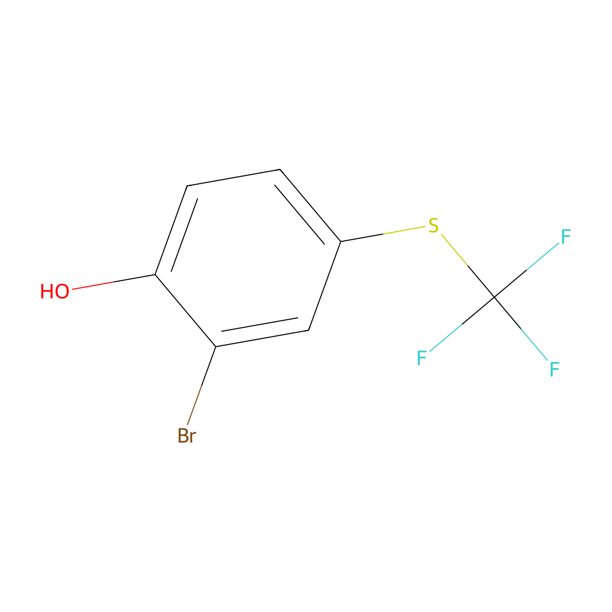 2-Bromo-4-((trifluoromethyl)thio)phenol molecular structure, CAS 2969332-30-5