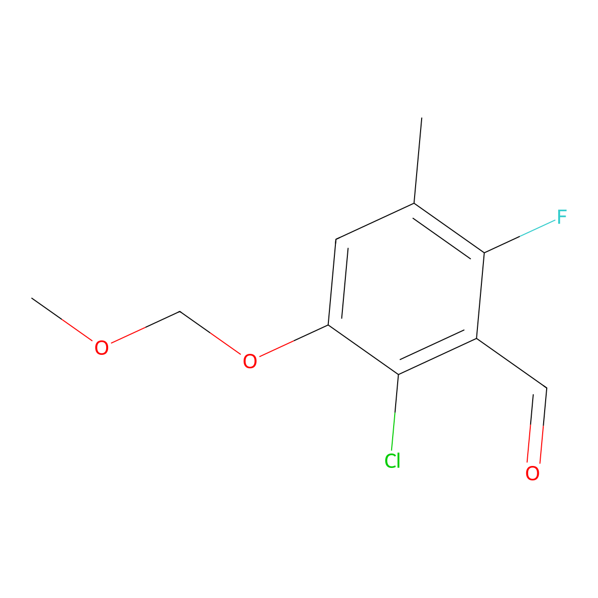 2-Chloro-6-fluoro-3-(methoxymethoxy)-5-methylbenzaldehyde molecular structure, CAS 2969333-70-6